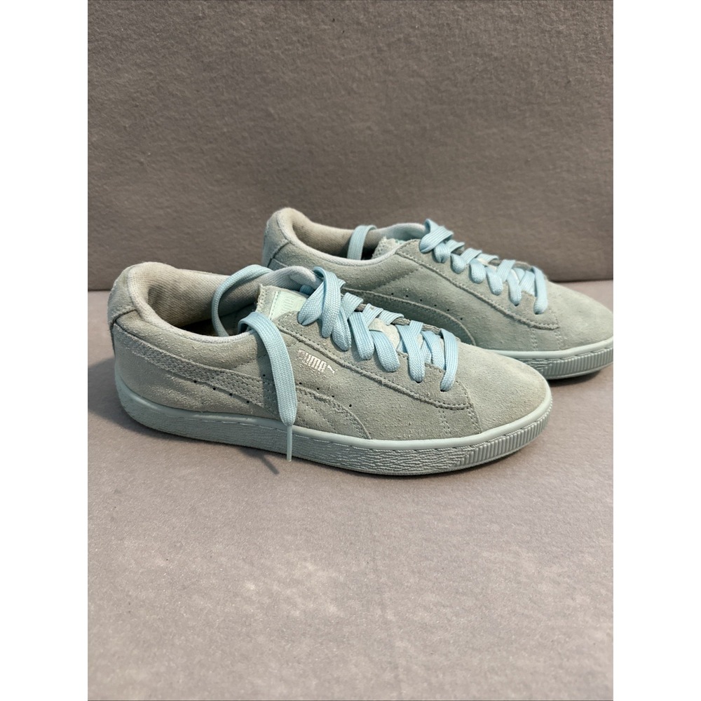 Puma Shoes 6.5C Suede Classic Mono Ice Mint Low Trainer Sneaker Blue 35511054